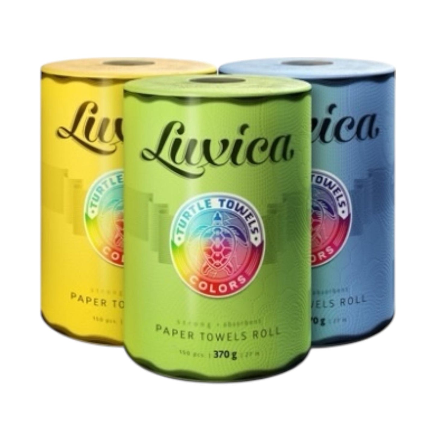 Luxica® Turtle Towels Colors – Prosoape de bucătărie, 3 straturi, 150 foi, 27 m