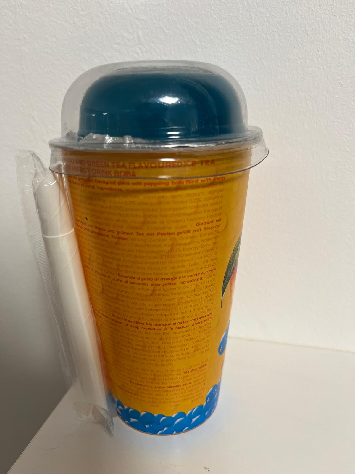 Bubble Tea cu aromă de mango și ceai verde cu boba energizantă