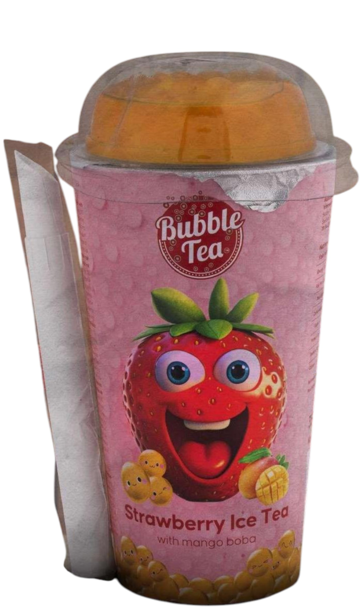 Bubble Tea cu aromă de căpșuni și ceai verde cu boba de mango