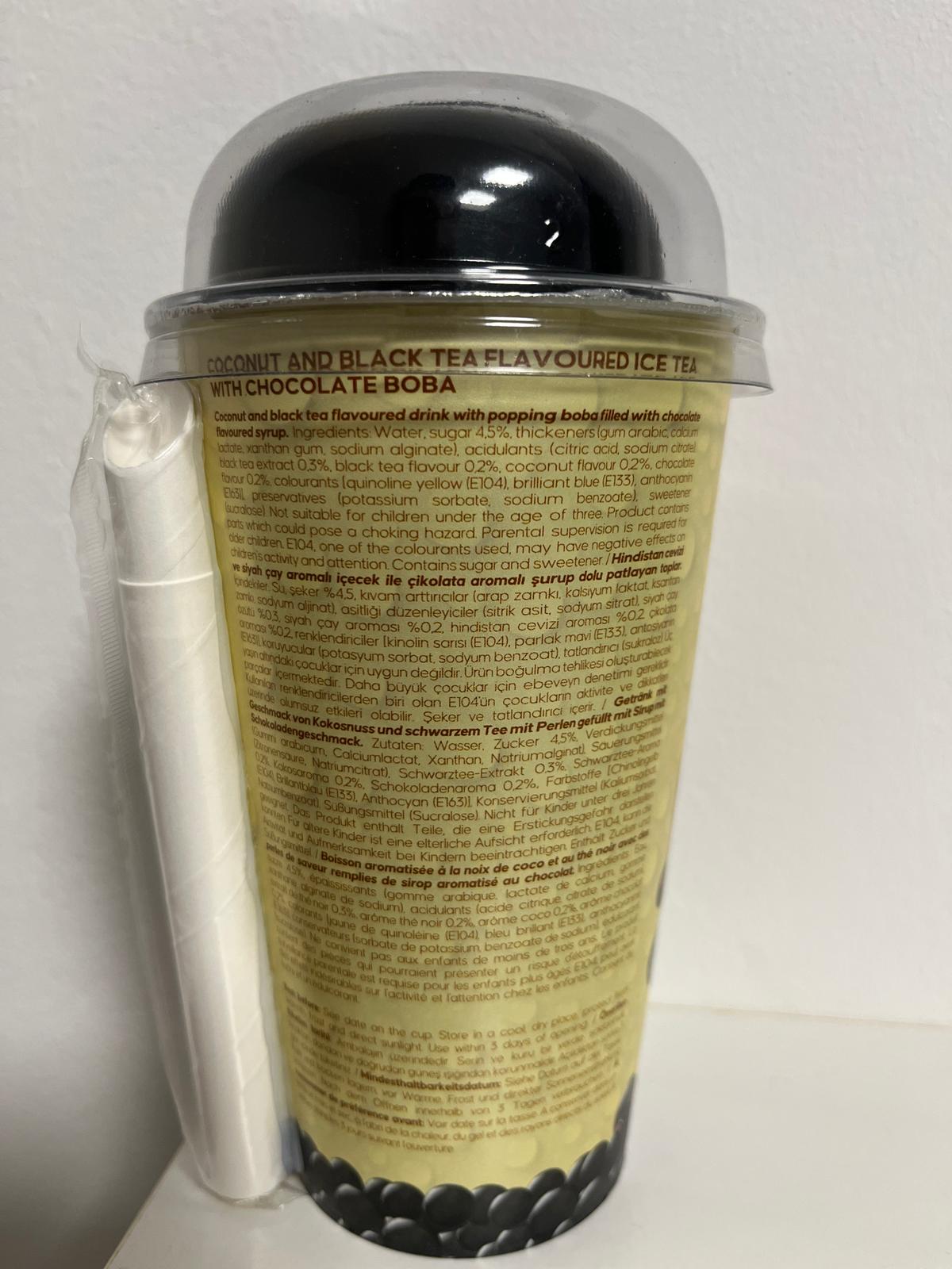 Bubble Tea cu aromă de nucă de cocos și ceai negru cu boba de ciocolată