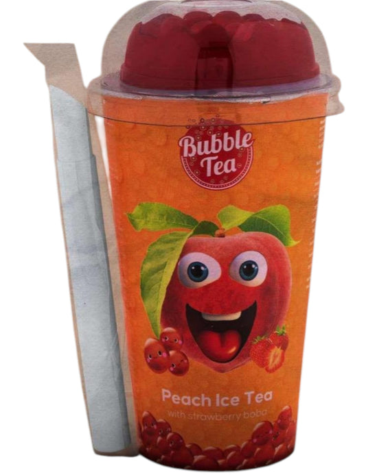 Bubble Tea cu aromă de piersică și ceai verde cu boba de căpșuni