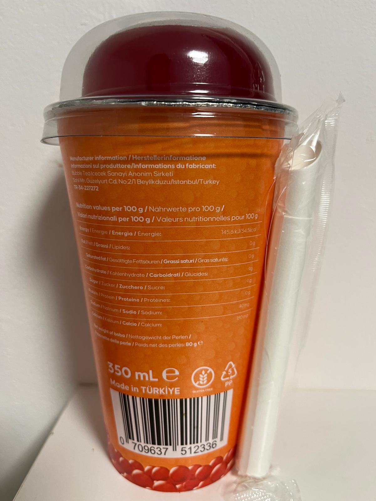 Bubble Tea cu aromă de piersică și ceai verde cu boba de căpșuni